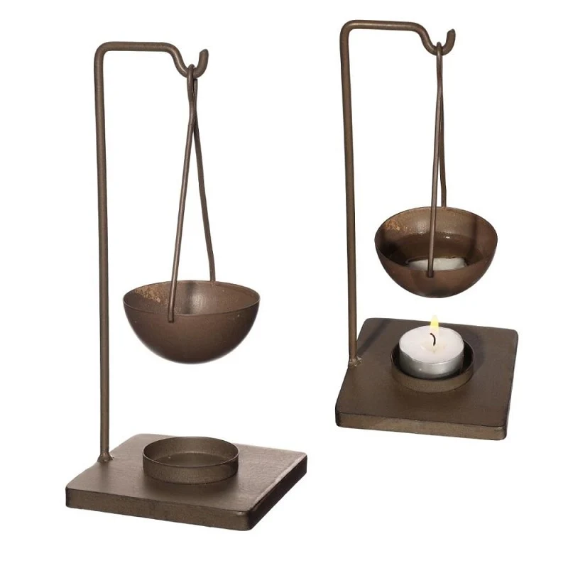 Geurbrander Abeki metaal donker bruin 10x10x23 cm