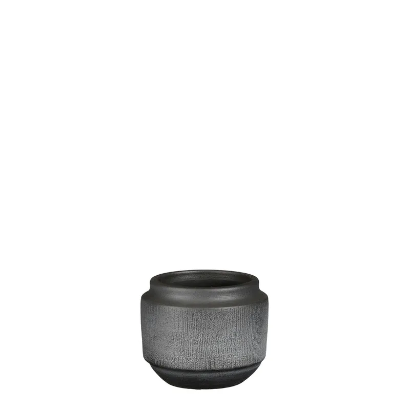 Aveiro pot rond zwart - h13xd15cm