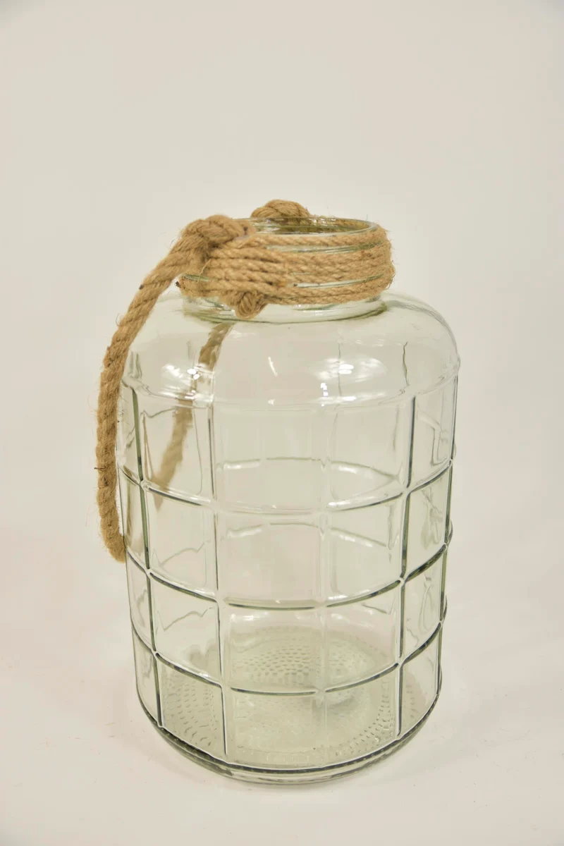 Glasvaas Dublin D21,5 H32cm helder met jute touw