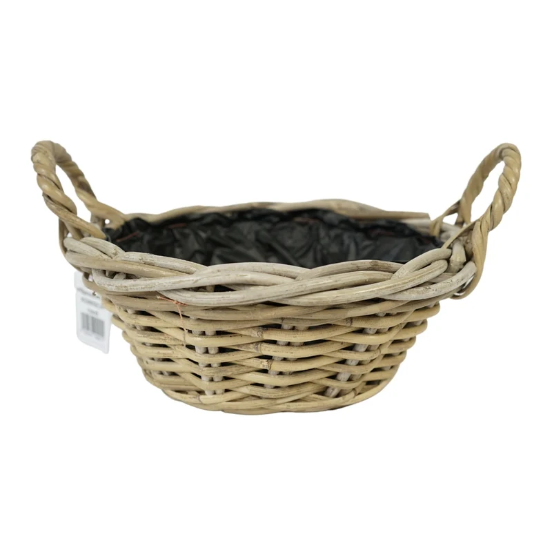 Kubu mand laag met oren rond naturel D30 H17,5 cm