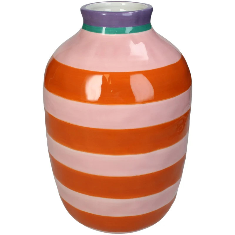 Vase Stripe Dolomite Multi 17.6x17.6x26.4cm
