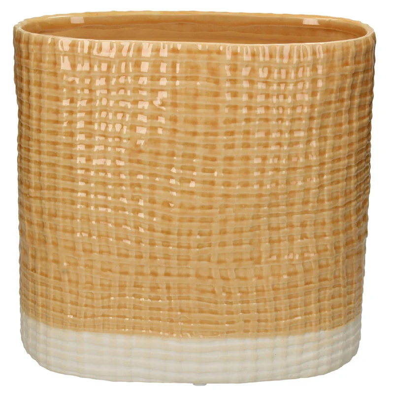 Planter Fine Earthenware Yellow 27x14.2x24.8cm