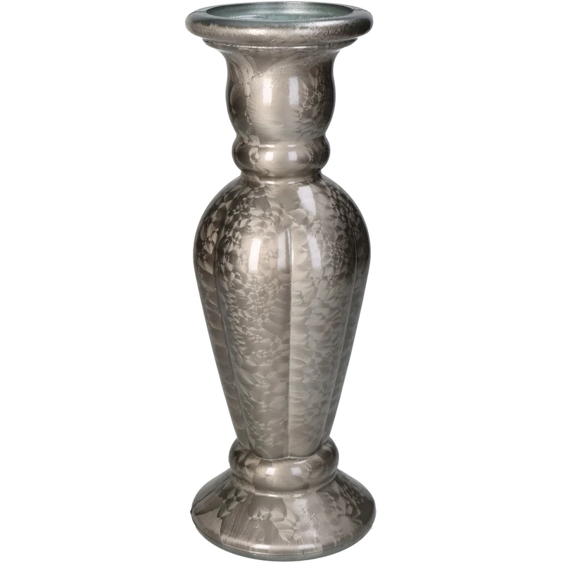 Candle Holder Recycled Glass Champagne 11x11x30cm