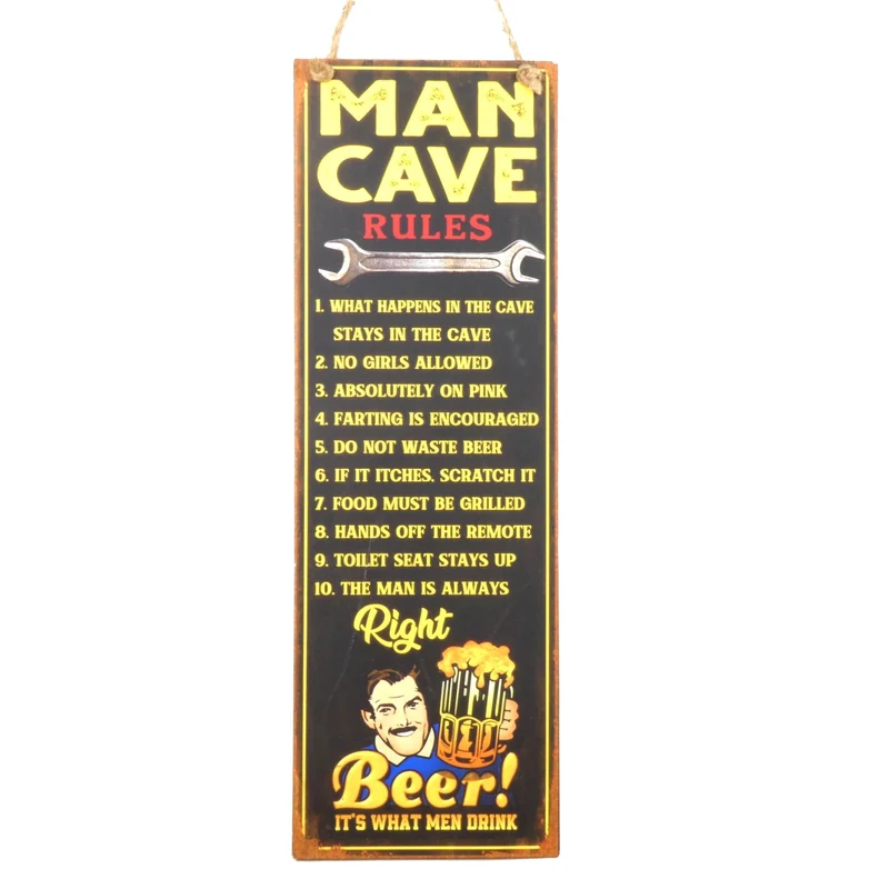 Wall Hanger Metal Mancave Rules 20x60cm