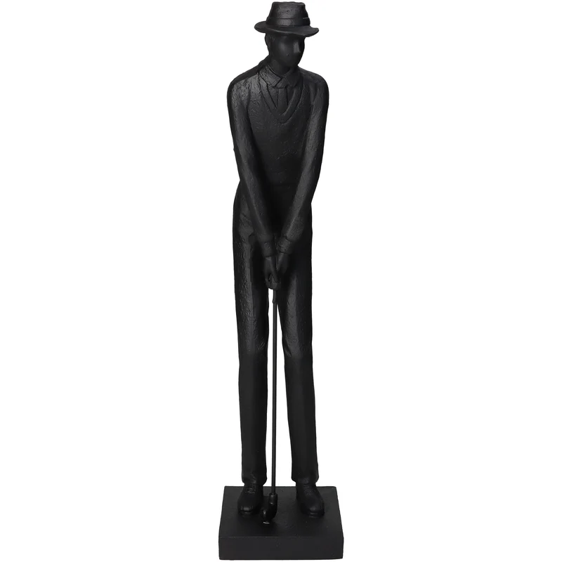Ornament Golf Player Polyresin Black 9.5x8.5x37.5cm