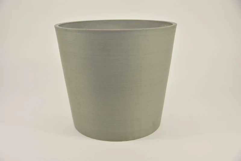 Ronde pot M ''Keulen'' D30 H26cm Lichtgrijs (met dop, gat in bodem) zwaar kunststof