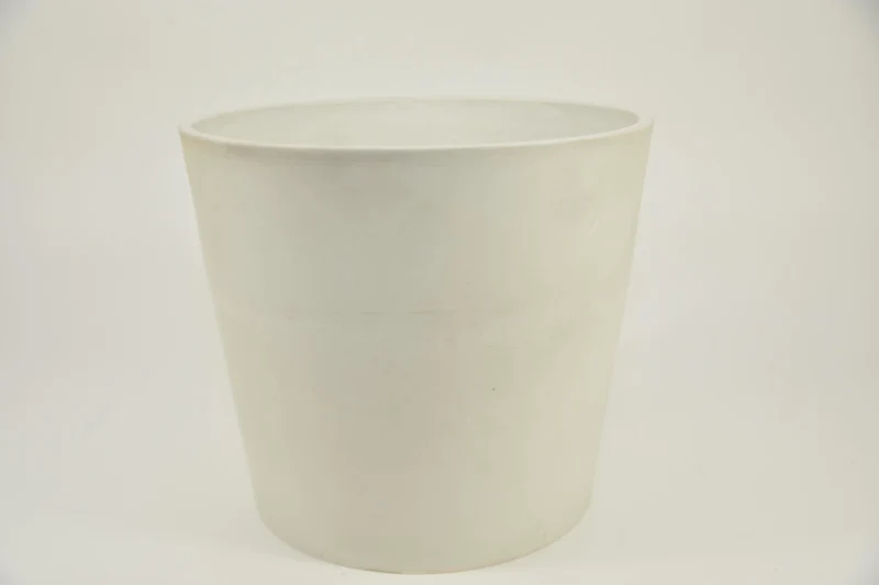 Ronde pot M ''Keulen'' D30 H26cm Wit (met dop, gat in bodem) zwaar kunststof