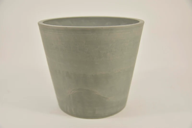 Ronde pot S ''Keulen'' D21 H18cm Lichtgrijs (met dop, gat in bodem) zwaar kunststof