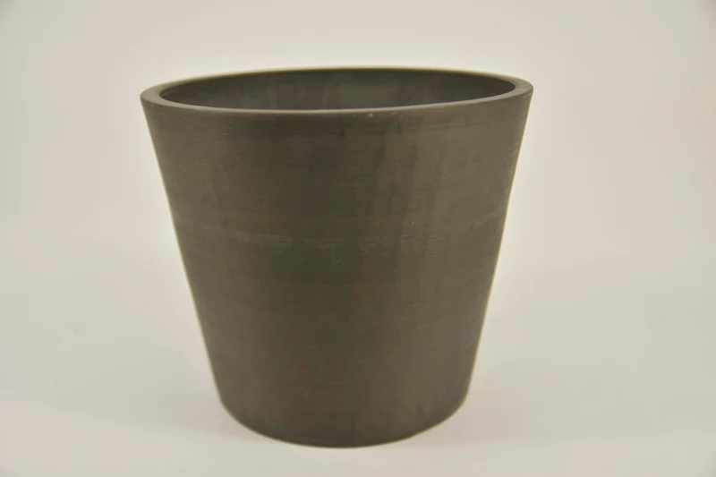 Ronde pot S ''Keulen'' D21 H18cm Antra (met dop, gat in bodem) zwaar kunststof