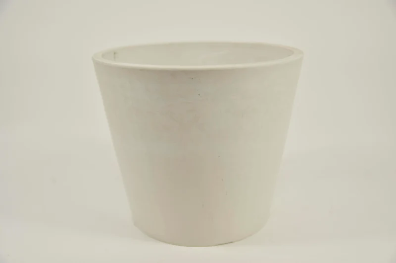 Ronde pot S ''Keulen'' D21 H18cm Wit (met dop, gat in bodem) zwaar kunststof