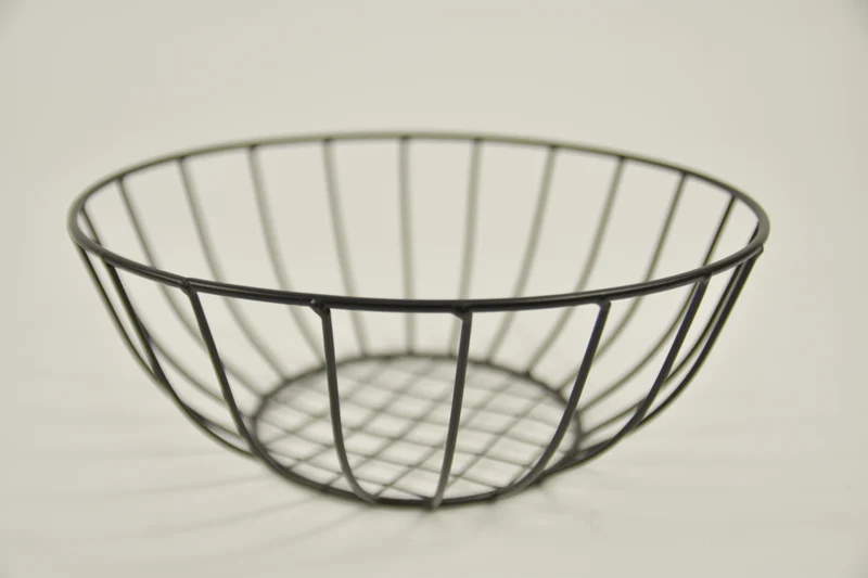 Metalen mand ''Joyce'' rond zwart D26 H10cm