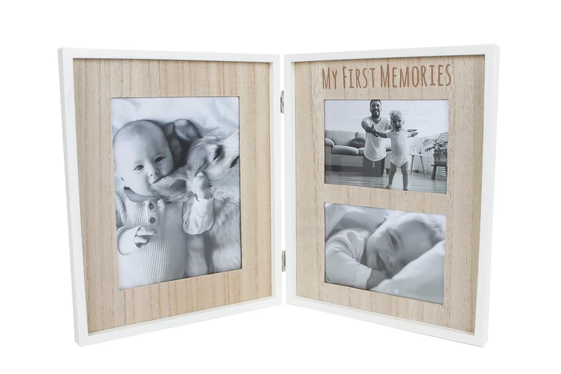 Fotolijst "MF Mem." (15x20/10x15) 3x nat/wit hout 47x28x30cm