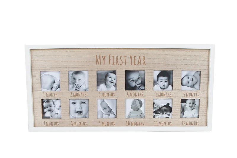 Fotolijst "MF Year" (5x5) 12x nat/wit hout 47x22x1,5cm