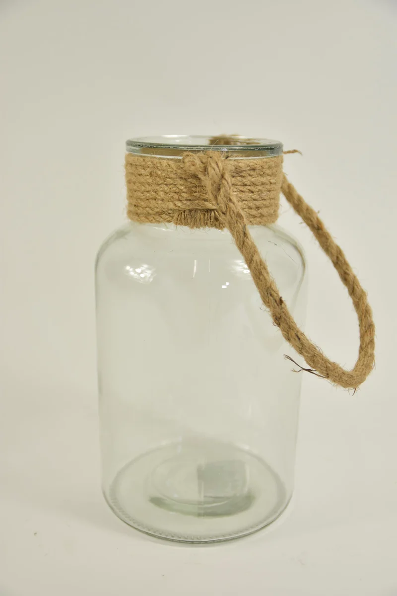 Glasfles Limerick D14 H26cm helder met jute touw
