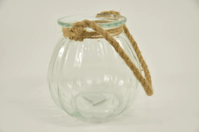Glasvaas Cork D18 H17,5cm helder met jute touw