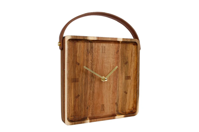 Klok "Vienne" L hout 22x22x6,5cm