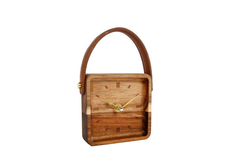 Klok "Vienne" S hout 11x11x3,2cm