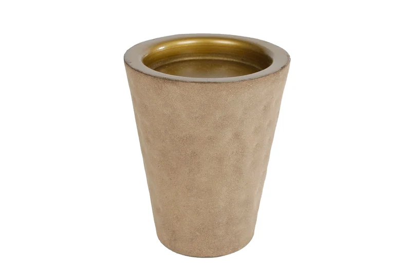 Kandelaar "Tiffany" conisch goud/cream metaal 9x9x11,5cm