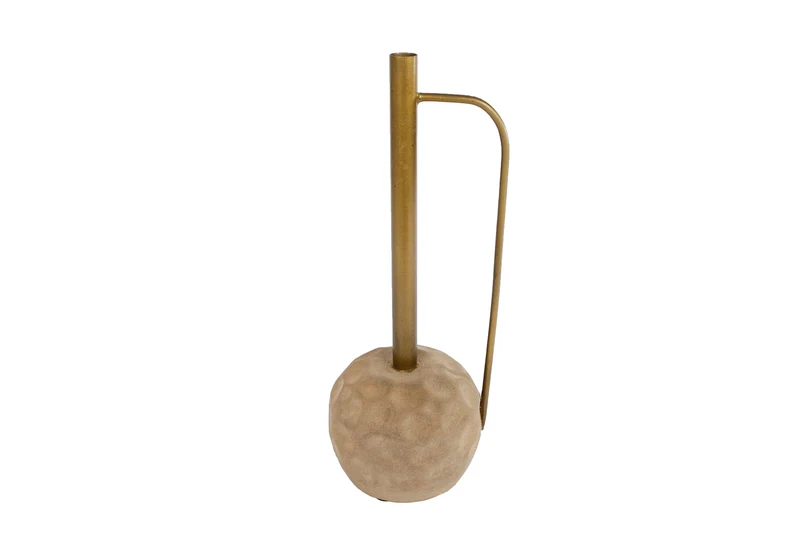 Vaas "Tiffany" L bol goud/cream metaal 12x12x33cm