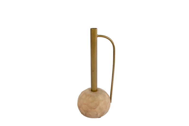 Vaas "Tiffany" S bol goud/cream metaal 10x10x25cm