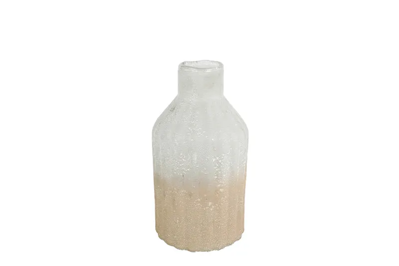 Vaas "Bianca" S crème/bruin glas 10x10x19cm