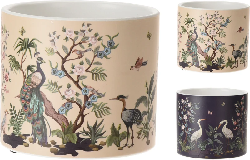 BLOEMPOT KERAMIEK ''BIRDS'' 2 ASSORITE D13 H12CM