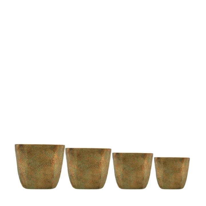 Planter metal with plastic 38x19.5x36cm S/4 Copper/Grey