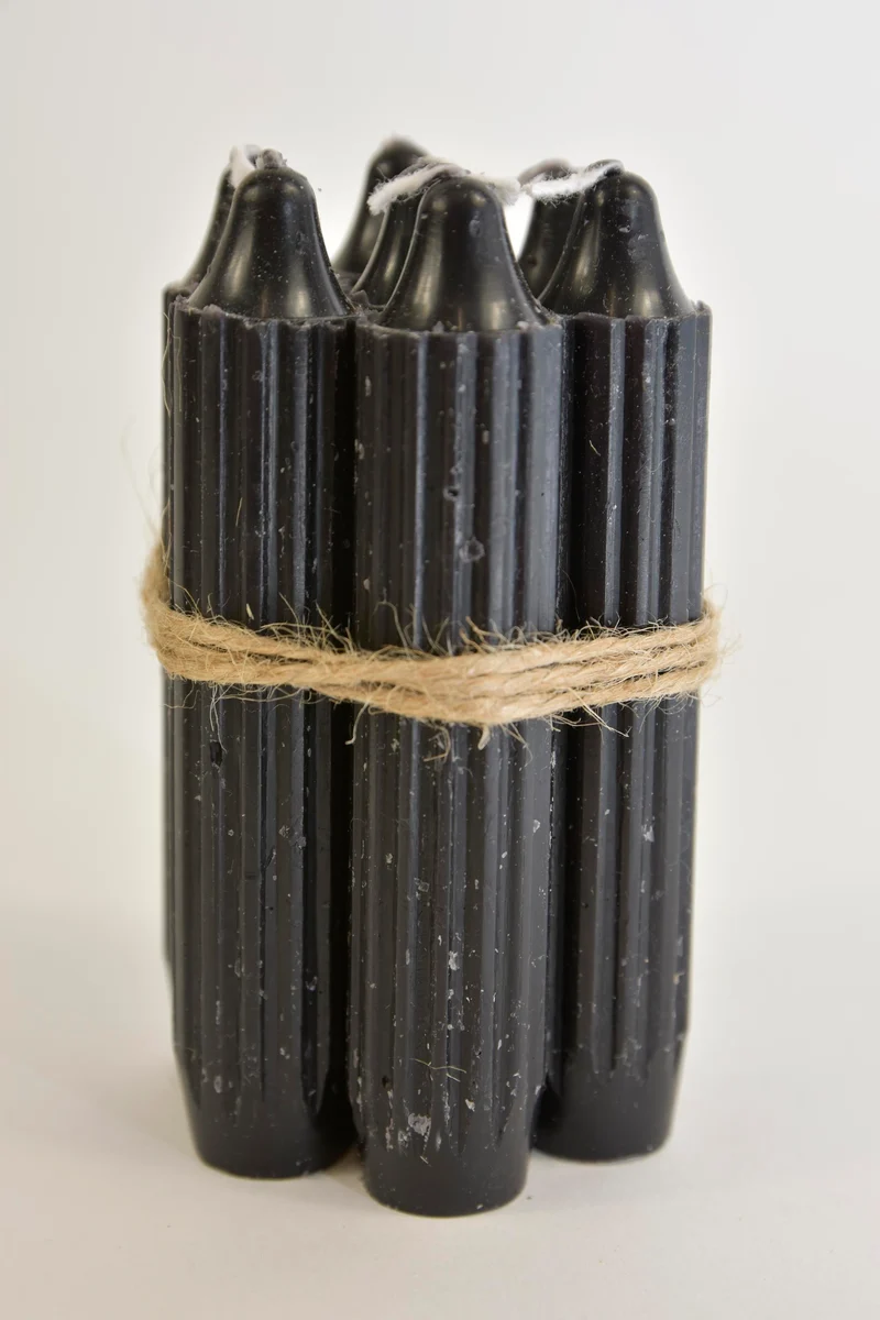 Set 7 pencil taper candle h. 11cm black