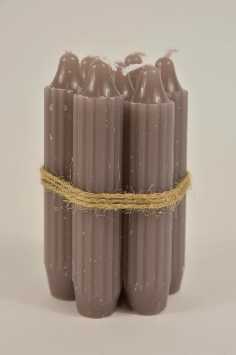Set 7 pencil taper candle h. 11cm taupe