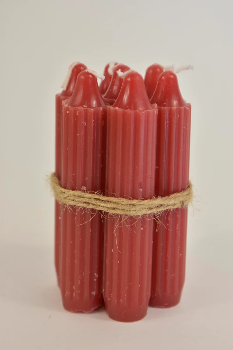 Set 7 pencil taper candle h. 11cm red