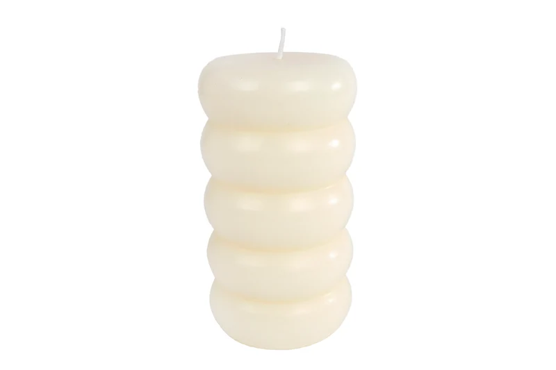 Kaars "Rings" L crème 7,5x7,5x14cm