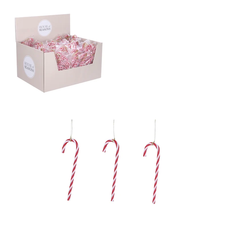 Ornament zuurstok rood 3 stuks - l3,5xh11,5cm