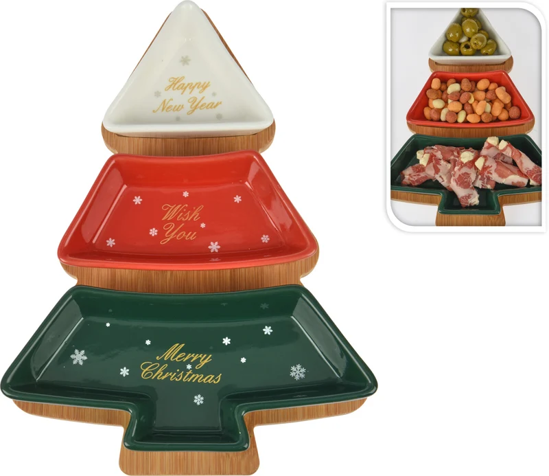 SERVEERSET 4 DELIG KERSTBOOM VORM 20x28x5cm