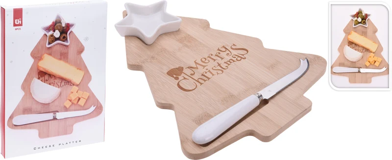 KAASPLATEAU MET SCHAAL EN MES CHRISTMAS 35x10x3CM