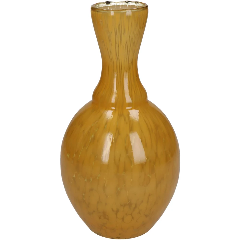 Vase Glass Ochre 12x12x23cm