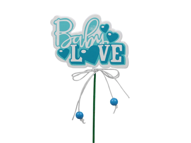 pb. 10 wooden deco/stick blue 7.5x5 cm