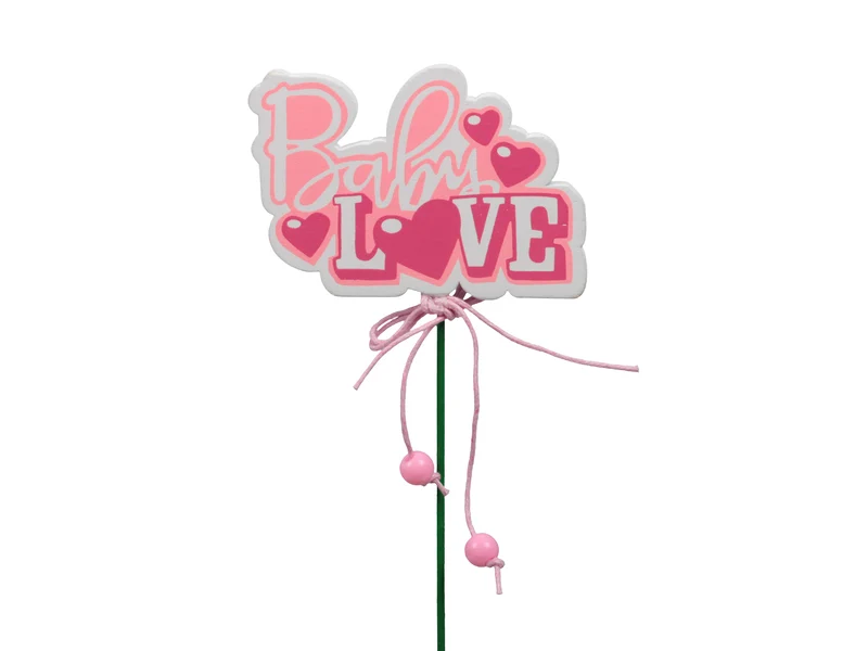 pb. 10 wooden deco/stick pink 7.5x5 cm