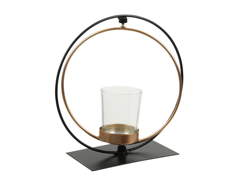pc. 1 metal candle holder black/gold 19.5 cm