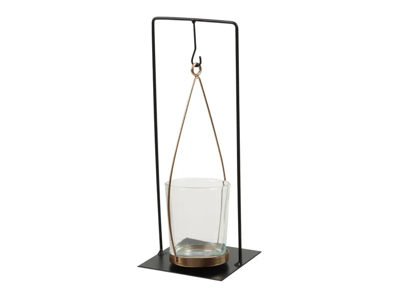 pc. 1 metal candle holder black/gold 8x8x21 cm