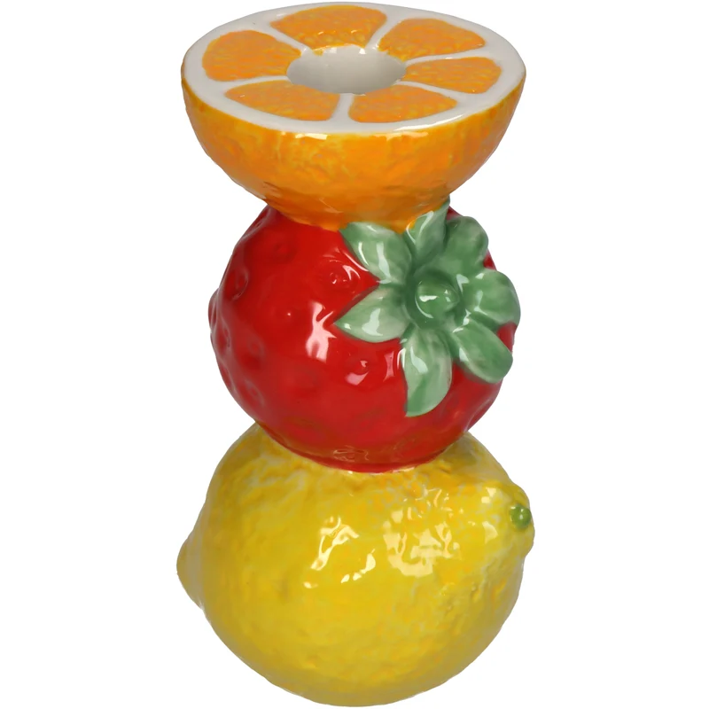 Candle Stick Fruits Fine Earthenware Multi 8.5x7.5x14.2cm