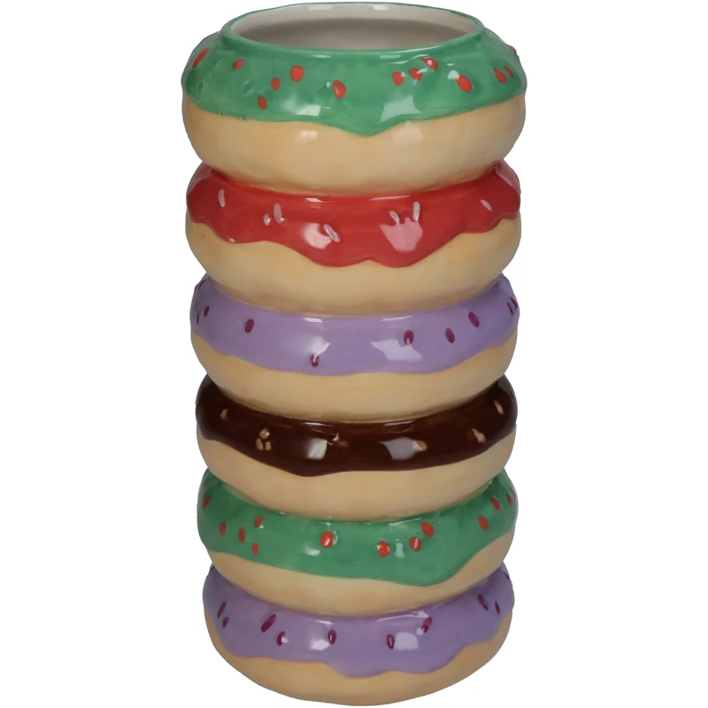 Vase Donut Fine Earthenware Multi 9x9x18cm