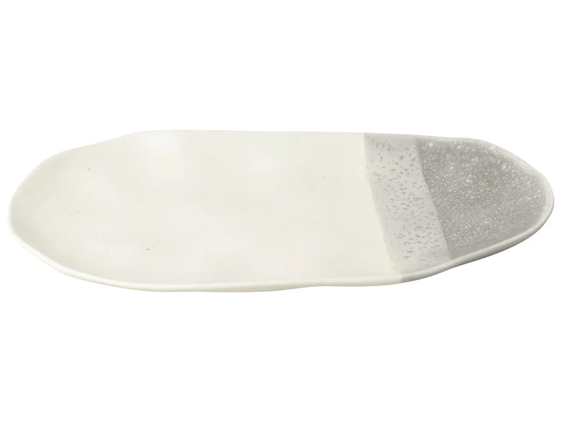 Schaal Ovaal Gusta 41x20x2,5cm Aardewerk Grijs