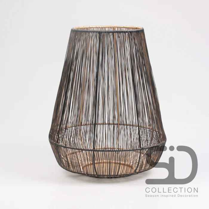DRAADLANTAARN XL ZWART/GOUD 26X26X33 CM