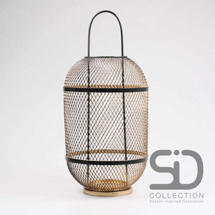 LANTAARN COSY IBIZA XL ZWART/GOUD 25X25X55 CM