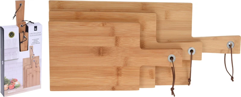 SET VAN 3 STUKS SNIJPLANK BAMBOE 45x19x1cm