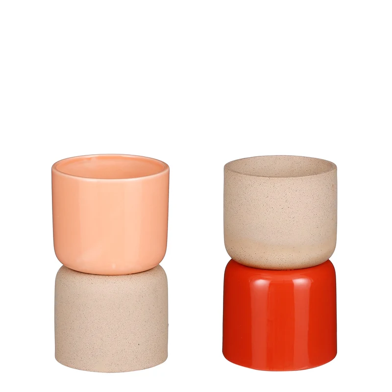Pot rond roze oranje 2 assorti - h21xd12cm