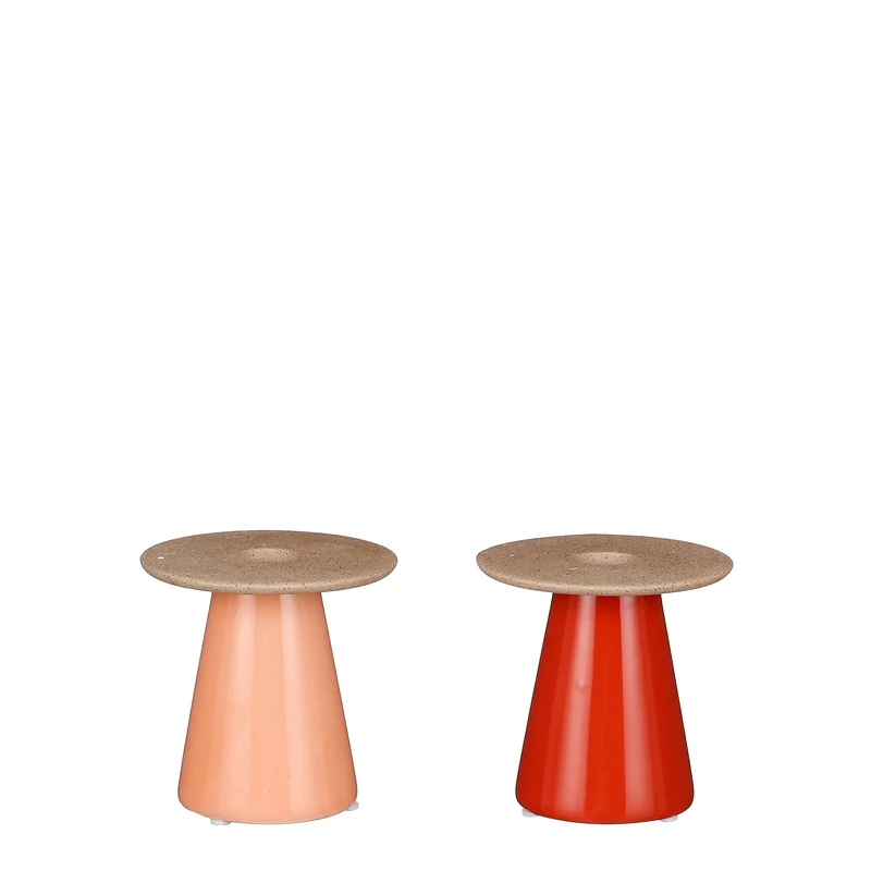 Kandelaar roze oranje 2 assorti - h9,5xd10cm