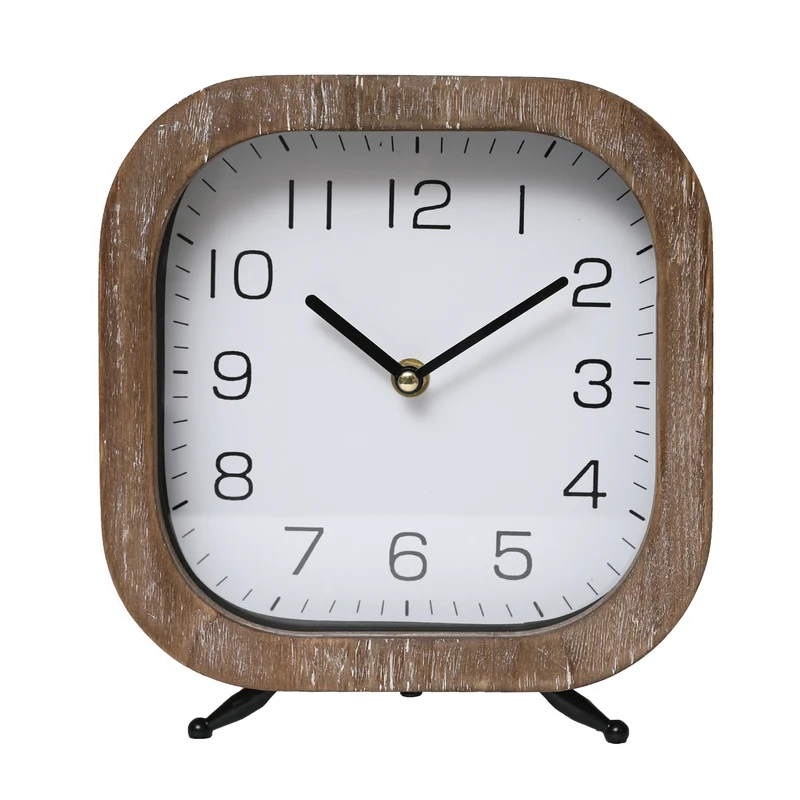 Table Clock Ibud 21x6x23cm Brown/White