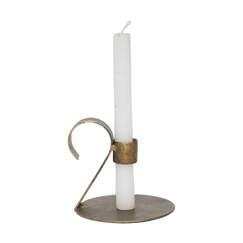 Candle Holder Naujan D12 H11cm Antique Gold