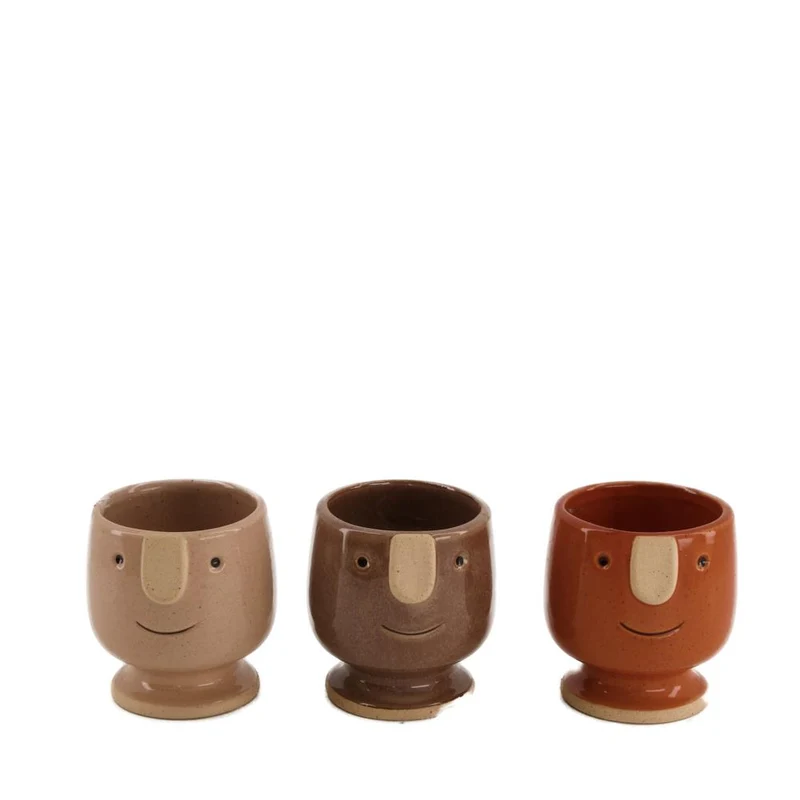 Planter face ceramic 8.1x7.8x8.2cm Mixed